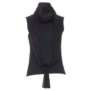 CHRISTIAN DIOR John Galliano black sheer silk chiffon wrap sash tank top FR38 M